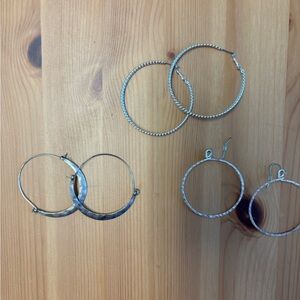 Elegant Silver Hoop Earrings Set